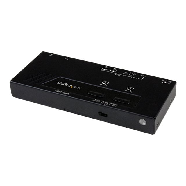StarTech.com 2x2 HDMI Matrix Switch with Remote - 1080p Automatic & Priority Switcher - Video Wall Auto Selector Splitter Box - Audio Out (VS222HDQ) - Video/audio switch - desktop - for P/N: SVA12M2NEUA, SVA12M5NA