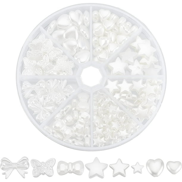 Kit de 170 cuentas de perlas de plástico con forma de estrella, corazón, mariposa y lazo. Cuentas sueltas de imitación de perlas acrílicas.