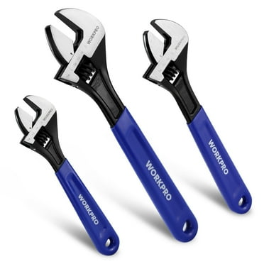 WORKPRO 3-Piece Adjustable Wrench Set, 6in, 8in & 10in Wrenches with Ergonomic Grip for Home, Garage, Workshop