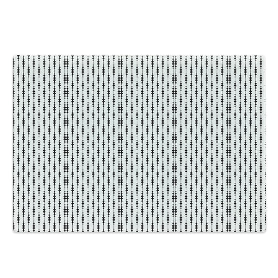 Abstract Cutting Board, Monochrome Lines and Dots Abstract Image with Geometrical Elements Oval Shapes, Decorative Tempered Glass Cutting and Serving Board, Large Size, Black White, by Ambesonne
