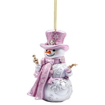 Pink and Silver Snowman Christmas Ornament, Festive Hanging Decor for Home and Holiday Season Ambiance, for Adding a Touch of Elegance to Christmas Tree - C