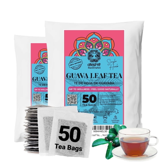 Akshit 100 Guava Leaf Tea Bags, 100% Natural Guava Leaves , Herbal Tea, Stress Relieving, Caffeine-Free, Sugar-Free, Vegan by Akshit