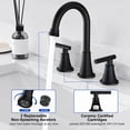 thumbnail image 4 of Grifo de baño Hurran negro mate con 3 orificios y desagüe desplegable, 4 of 8