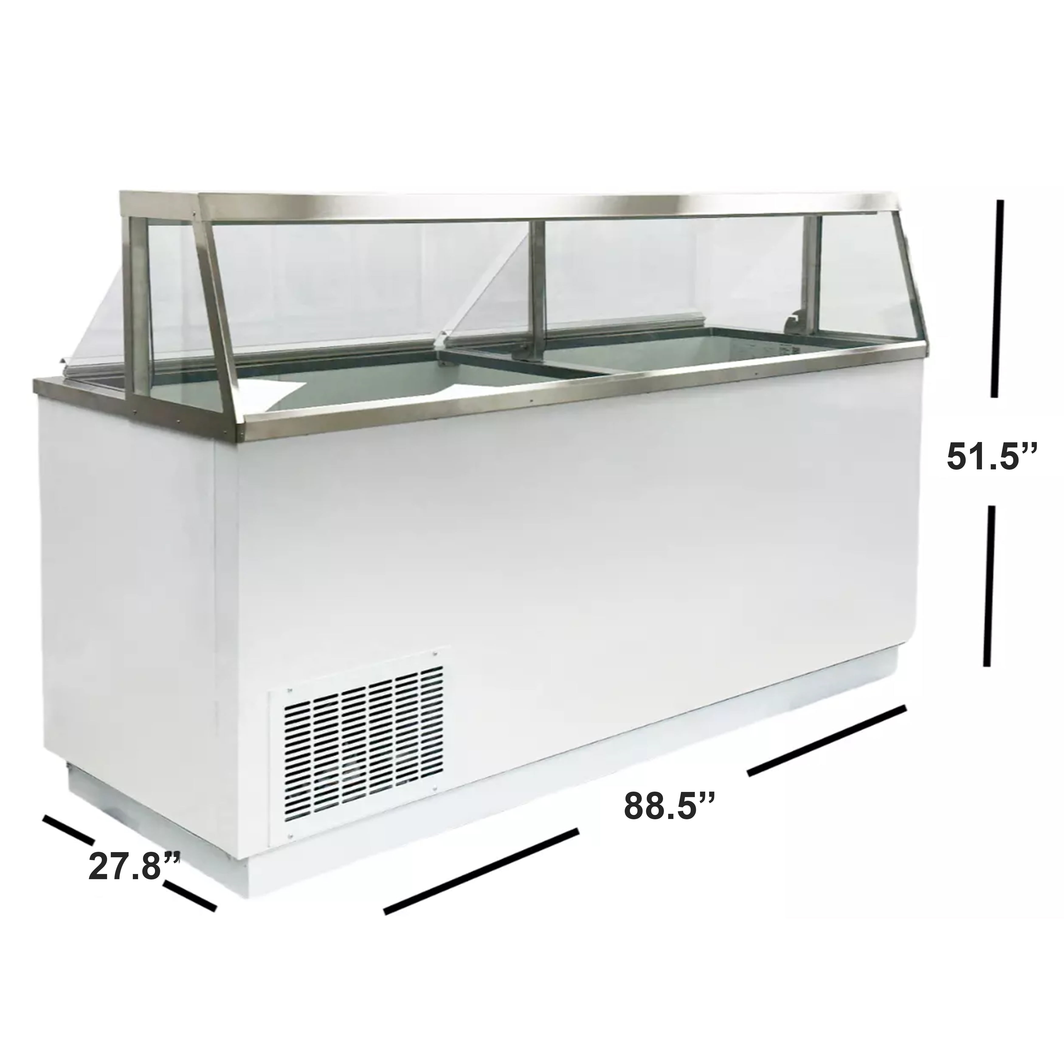 88 in. Gelato Ice Cream Dipping Cabinet, Big Capacity, Ice Cream Display Showcase, Gelato Freezer