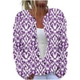 thumbnail image 2 of Amidoa Purple Women's Sweaters Cardigan Button up Long Sleeve Knit Retro Graphic Cardigans Cardigans for Women Trendy XL, 2 of 5