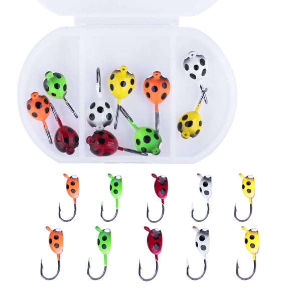 Goture Ice Fishing Jig Set Ice Fishing Lures for Panfish Crappie Sunfish Perch Walleye Pike Bluegill Sunfish Jig Head Hook Set
