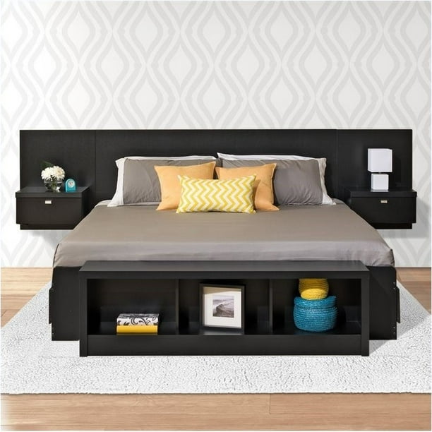 Bowery Hill King Platform Storage Bed with Floating Headboard in