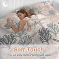 thumbnail image 5 of Coral Pink Grey Coastal Bedding 3 Piece Duvet Cover Set Twin Size, Summer Beach Starfish Coral Nautical Rustic Soft Microfiber Comforter Cover with Zipper Closure & Pillowcases, Quilt Cover, 5 of 9