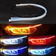 thumbnail image 2 of 2X coches ultrafinos DRL LED luces de circulación diurna conducción flexible señal de giro blanca tira de guía amarilla para montaje de faros, 2 of 4