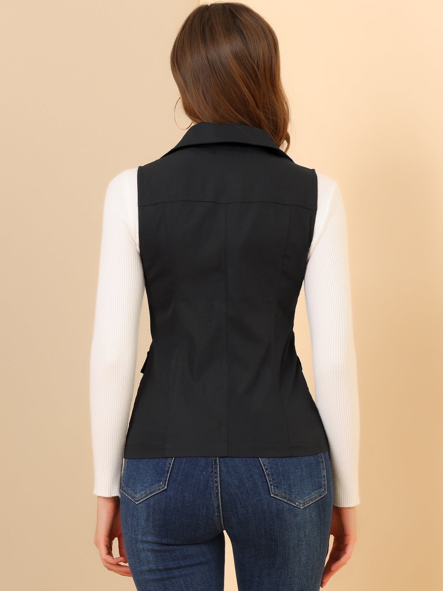DARING DIVA Women's Travel Vest with Pockets Sleeveless Cargo Utility Vest 3XL Black