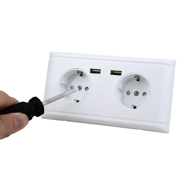 Domqga Multi-Functional EU Plug Wall Power Outlet Socket with Dual USB Port for Phone Charging 250V, Wall Power Outlet, Wall Power Outlet