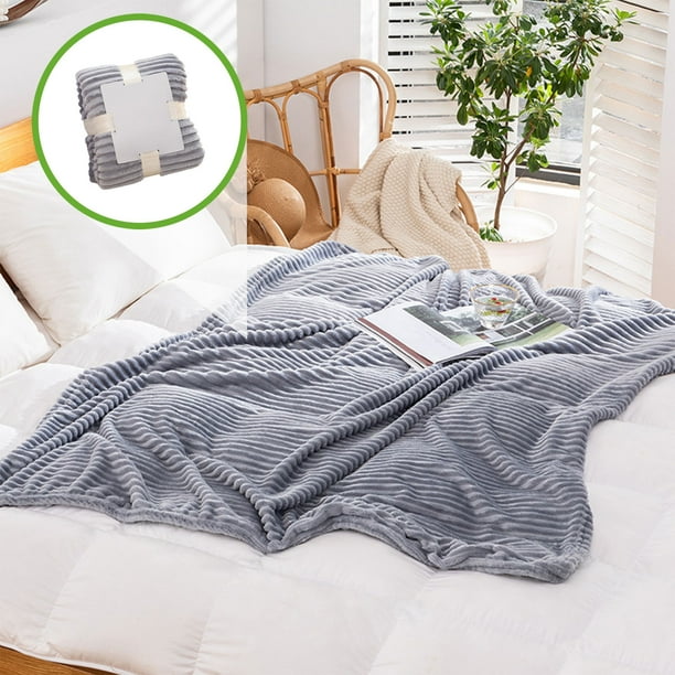 Manta polar suave y gruesa de 100 x 150 cm | Manta cálida y afelpada para la siesta, ideal para camas y sofás | Acogedora tela a rayas en beige, rosa, amarillo, azul, gris, naranja, verde y negro |