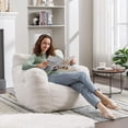 thumbnail image 4 of Cvortll Adult Bean Bag Chair, Tufted Plush Lazy Sofa with Memory Cotton Beans & Armrest for Bedroom Gaming Room Apartment, White, 4 of 9