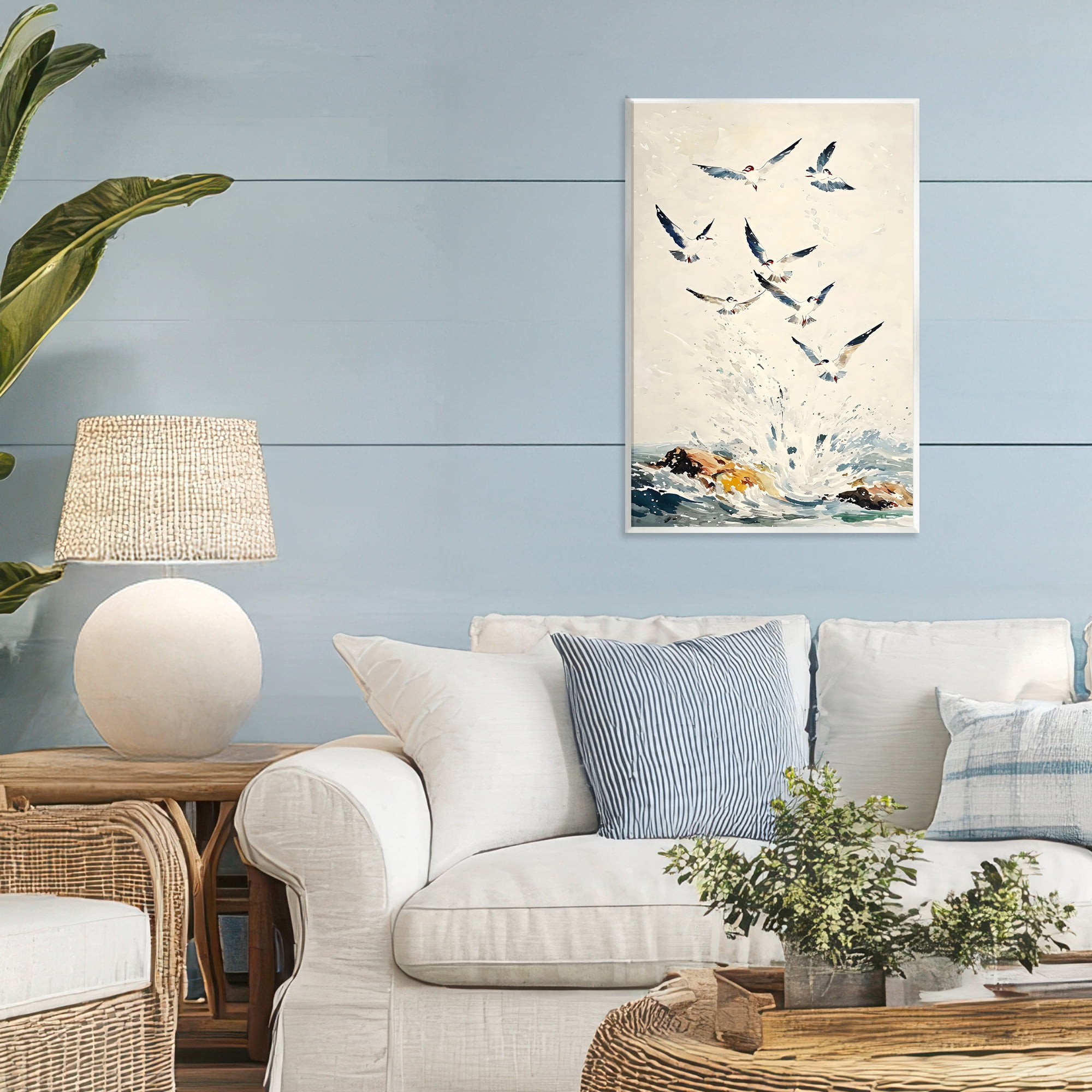 Stupell Industries Waves of Seagulls over Rocks Wall Plaque Art, design by Creative Studio