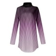 thumbnail image 4 of TQWQT Long Sleeve Shirts for Women Turtle Neck Tunic Top Casual Loose Fit Color Block Printed Shirt Fall Turtleneck T-Shirt Curved Hem Graphic Tee Purple M, 4 of 5