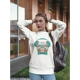 thumbnail image 2 of Hipster Pug Blue Headphones Sweatshirt Women -Image by Shutterstock, Female XX-Large, 2 of 4