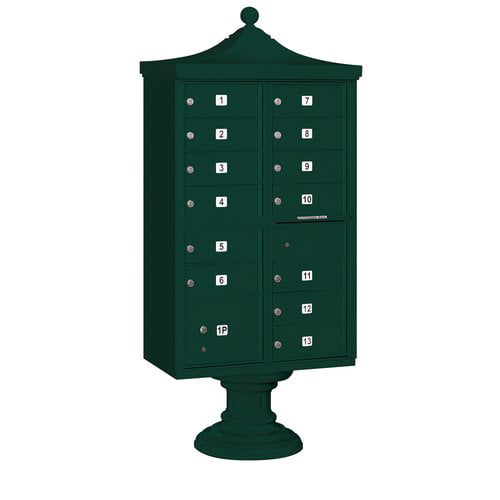 Regency Decorative Cluster Box Unit - 13 B Size Doors - Type IV - Green - Private Access