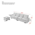 thumbnail image 7 of 114.5" Modular L Shaped Sofa Modern Chenille Sofa Couch Reversible Ottoman With Storage Removable and Washable Cushions Sofa With USB Ports & Cup Holder for Living Room, Beige, 7 of 7