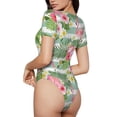 thumbnail image 3 of Balery Women'Stropical Flamingo Crew Neck Round Neck Short Sleeves Slim Fit Casual Basic Extender Bodysuit Daily Jumpsuit T Shirts-Xx-Large, 3 of 9