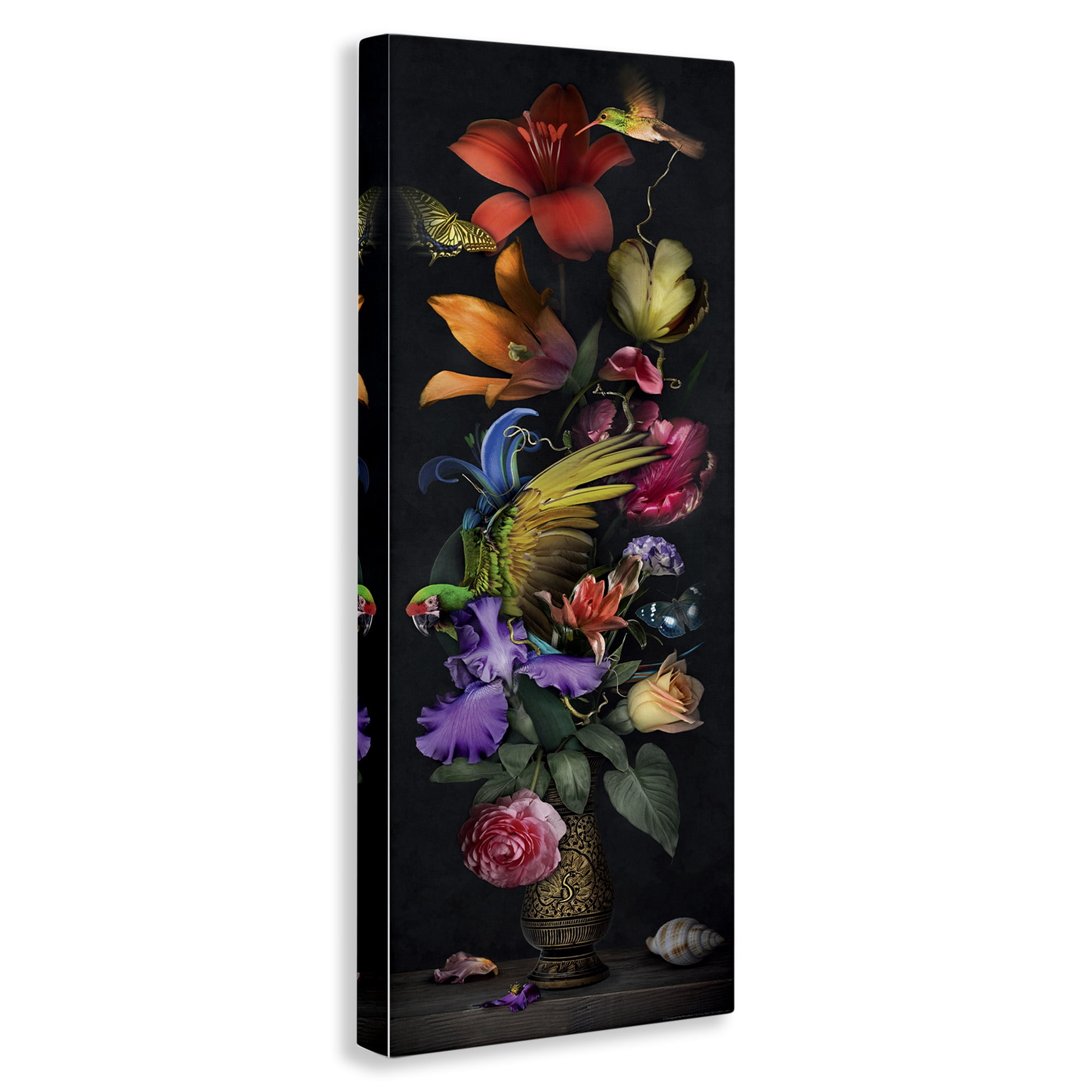 Stupell Industries Tall Vintage Lily Bouquet Plants & Flowers Painting Wrapped Canvas Art Print Wall Art, 10 x 24
