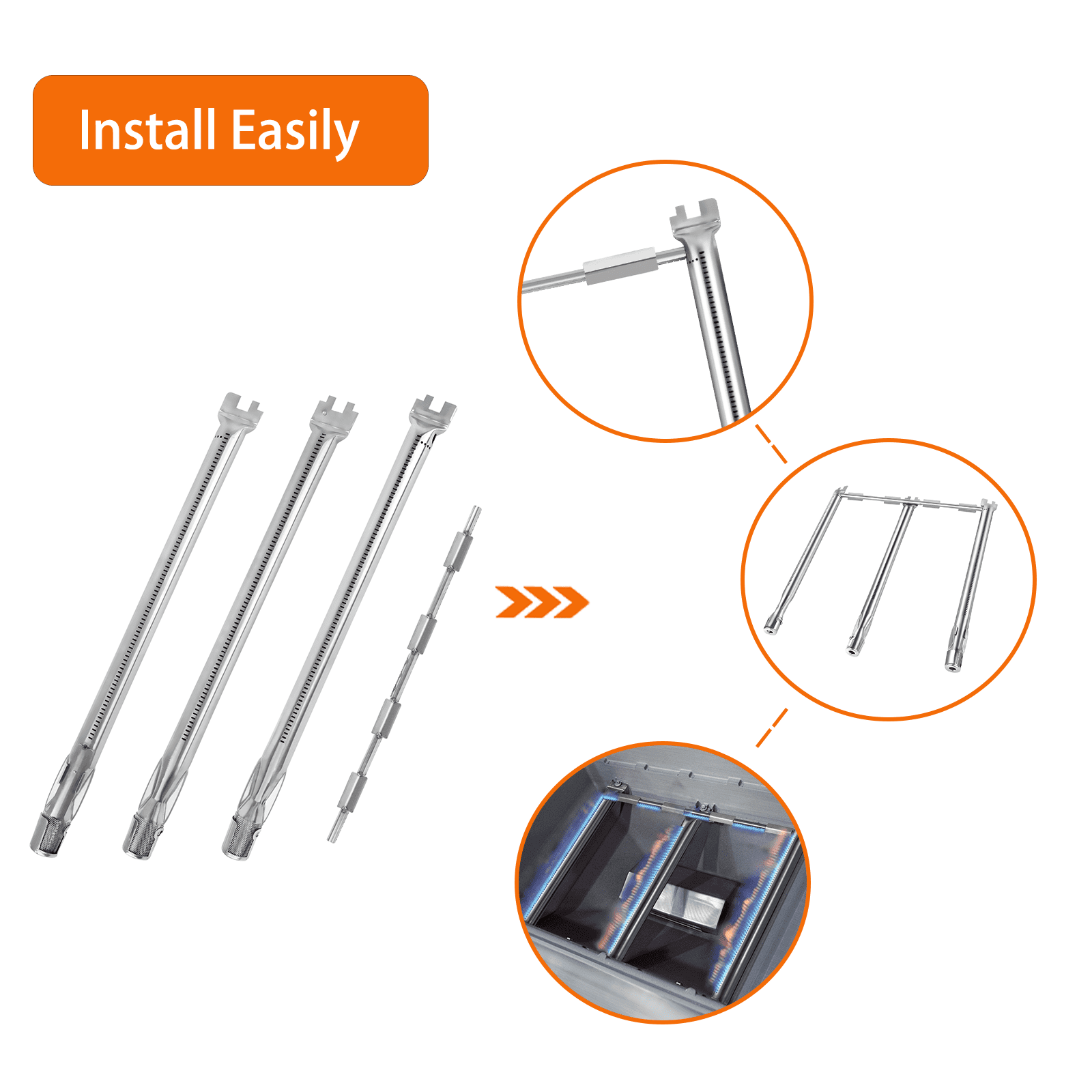 PHYESUVIN Grill Parts for Weber GS4 Spirit II & I 300 Series, Upgraded 15.3" 7636 67046 Flavor Bars, 18" 69787 Grill Burner and 7642 Igniter Wire Kit for Spirit E310 E315 S310 S315 with Front Control