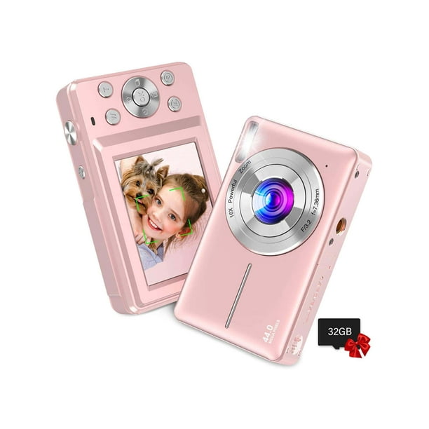 Digital Camera,Kids Camera with 32GB Card, FHD 1080P 44MP Compact Vlogging Camera,Point and Shoot Camera 16X Digital Zoom, Portable Mini Kids Camera f