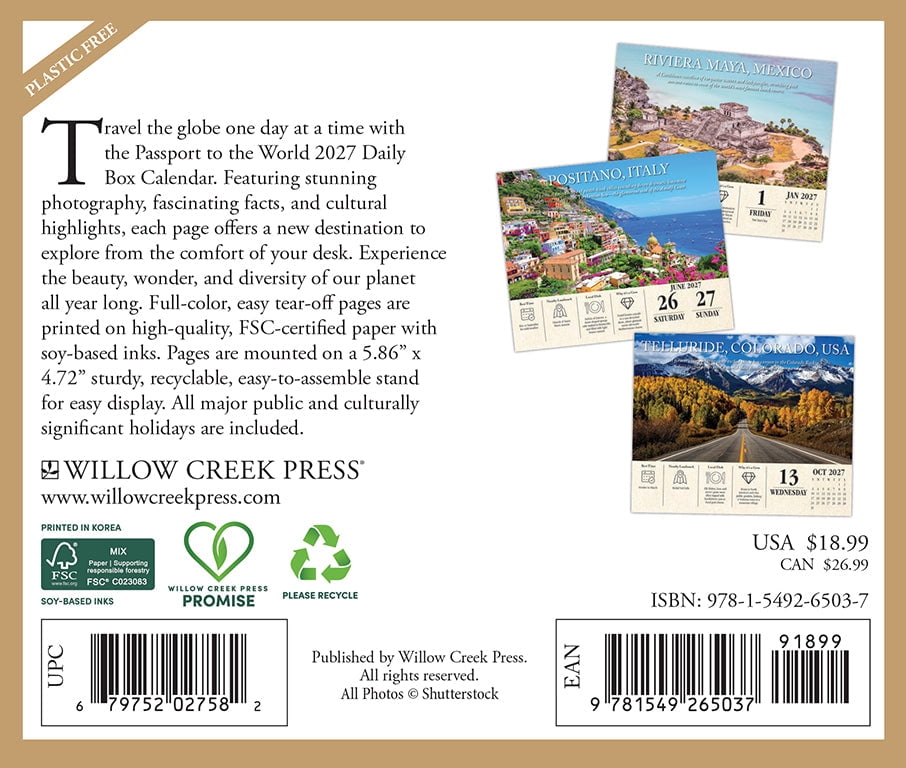 Willow Creek Press, Passport to the World 2027 Box Calendar