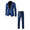 thumbnail image 4 of Men’s 2 Piece Short Set Printed Fashion Nightclub Party Casual Pants Tuxedo Ensemble Prom Outfit Set, 4 of 5