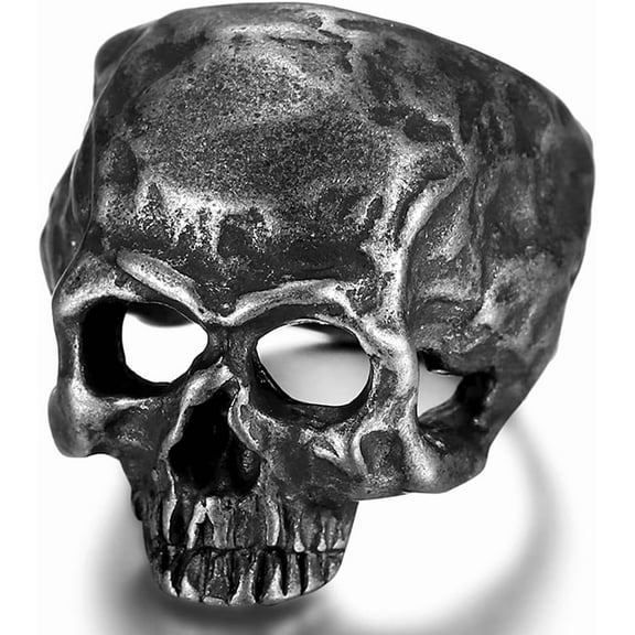 Stainless Steel Antique Retro Style Skull Death Gothic Punk Biker Halloween Party Ring