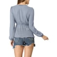 thumbnail image 4 of INSPIRE CHIC Women's Deep V Neck Drawstring Swiss Long Sleeves Blouse Tops S Blue, 4 of 8