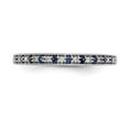 thumbnail image 4 of 14K White Gold Ring Band Wedding Sapphire Round Blue Diamond, Size 8, 4 of 7