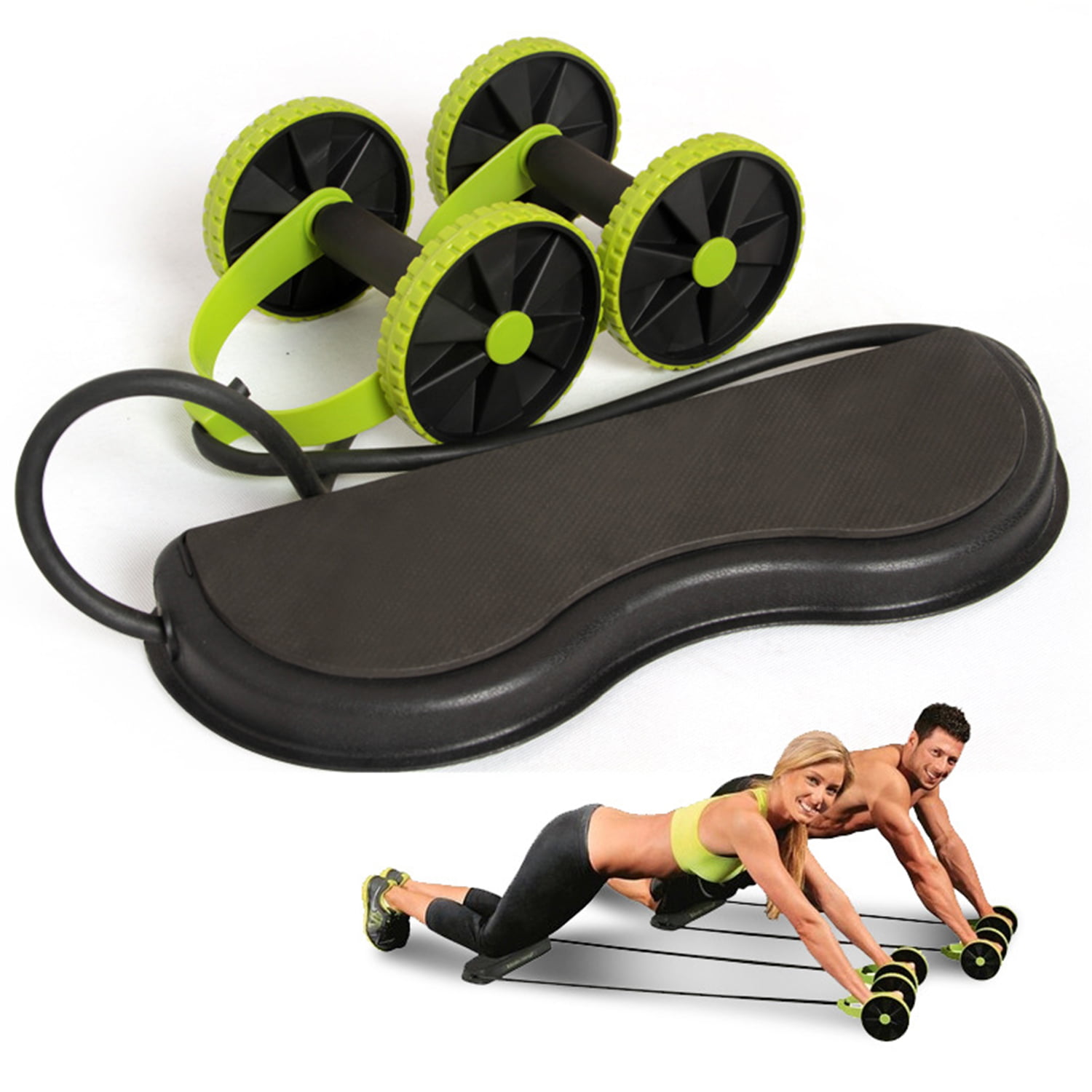 Abdominal Trainers AB Roller Multifunctional Exercise Equipment Ab Wheel Double Roller with Resistance Bands/Knee mat Waist Slimming Trainer at Home Gym