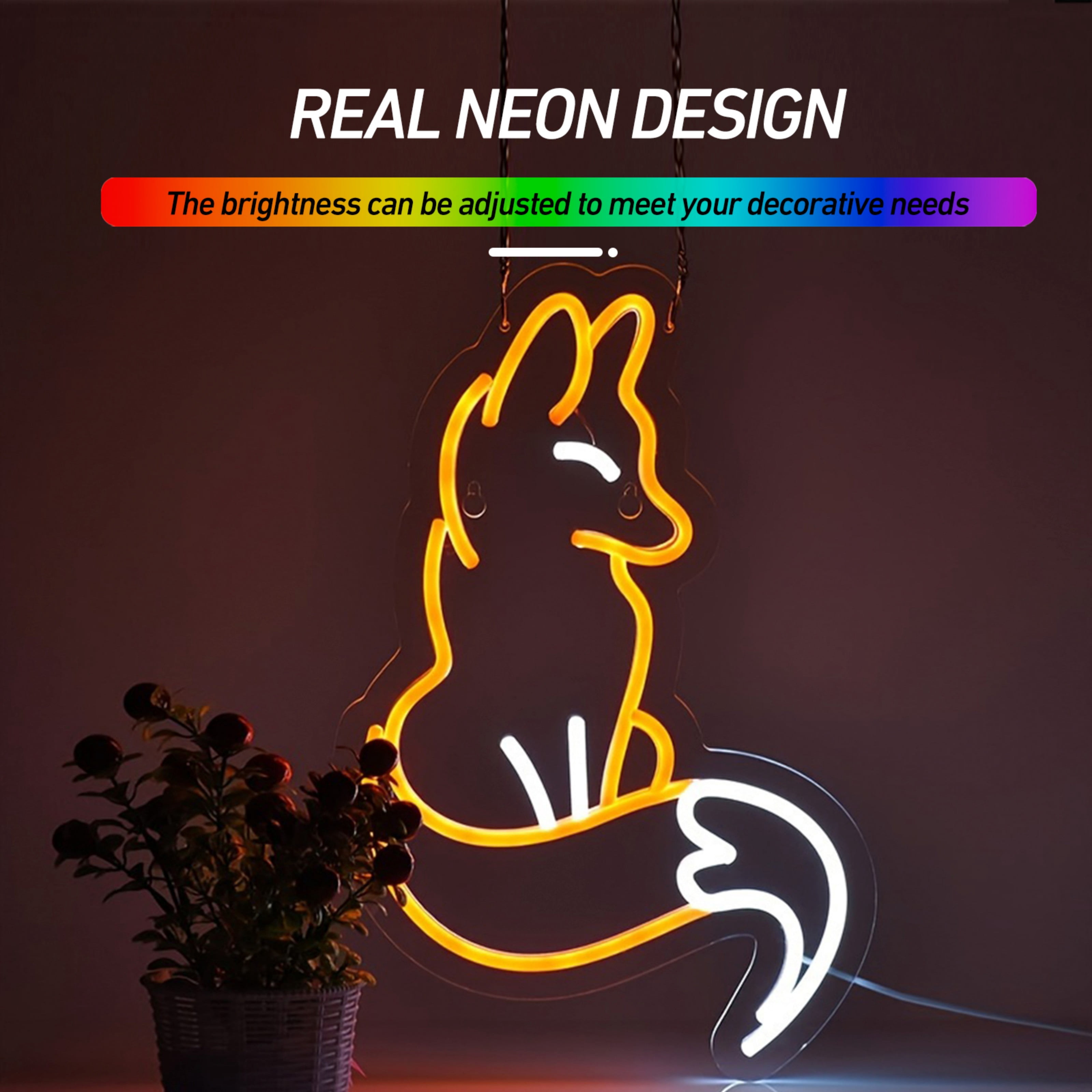 UPONRAY Fox Neon Signs, 11"*17" Dimmable & USB-Powered LED Neon Light, Stylish Wall Decor for Bedroom, Party, Game Room, Man Cave, Bar