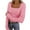 Pink, variant on Posijego Women's Square Neck Going out Tops Long Sleeve Slim Tight Tee Plain Basic Undershirts Trendy Spring Clothes