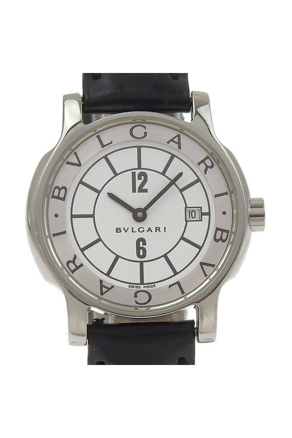 Pre-Owned BVLGARI Solo Tempo Watch ST29S Stainless Steel and Leather Quartz Analog Display...