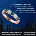 thumbnail image 2 of Gem Stone King 18K Rose Gold Plated Silver London Blue Topaz and White Moissanite Wedding-Bands Ring for Women | 0.98 Cttw | Round 3.5MM | Gemstone November Birthstone | Size 7, 2 of 7