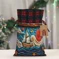 thumbnail image 5 of Cauagu Whimsical Sailboat Ocean Art Print Christmas Linen Gift Bag,Christmas Goody Gift Bags with Plaid Drawstrings Xmas Presents Bags Holiday with Gift Tag Cards-Black, 5 of 8