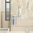 thumbnail image 4 of 5 Slots Wall Mount Toothbrush Holder with Cover, Self Adhesive Toothbrush Storage Organizer for Shower, Toothbrush Hanger with Automatic Toothpaste Squeezer Dispenser (5Colors), 4 of 12