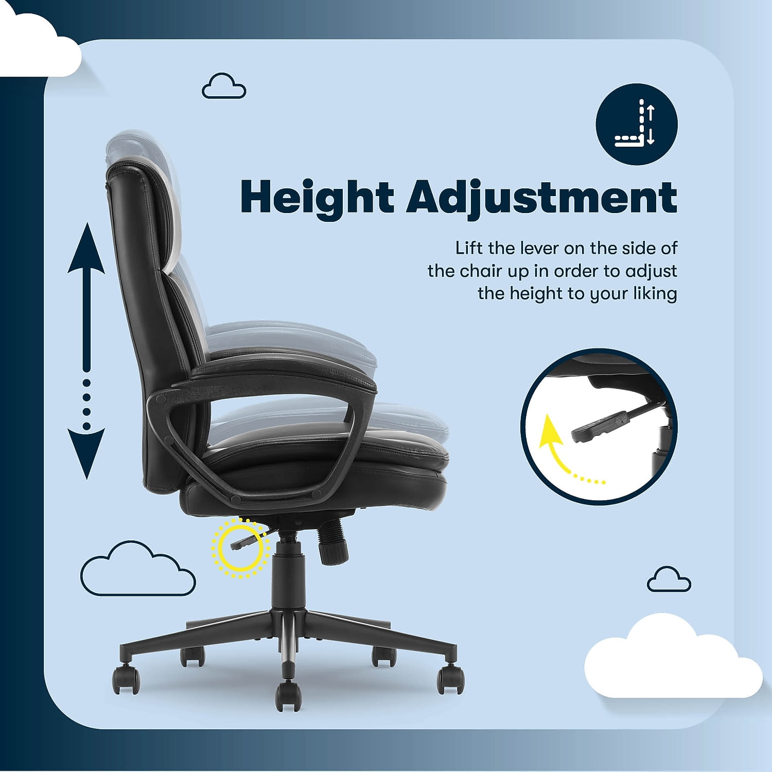 Serta Comfort Ergo Executive Office Chair Ergonomic with Black Bonded Leather