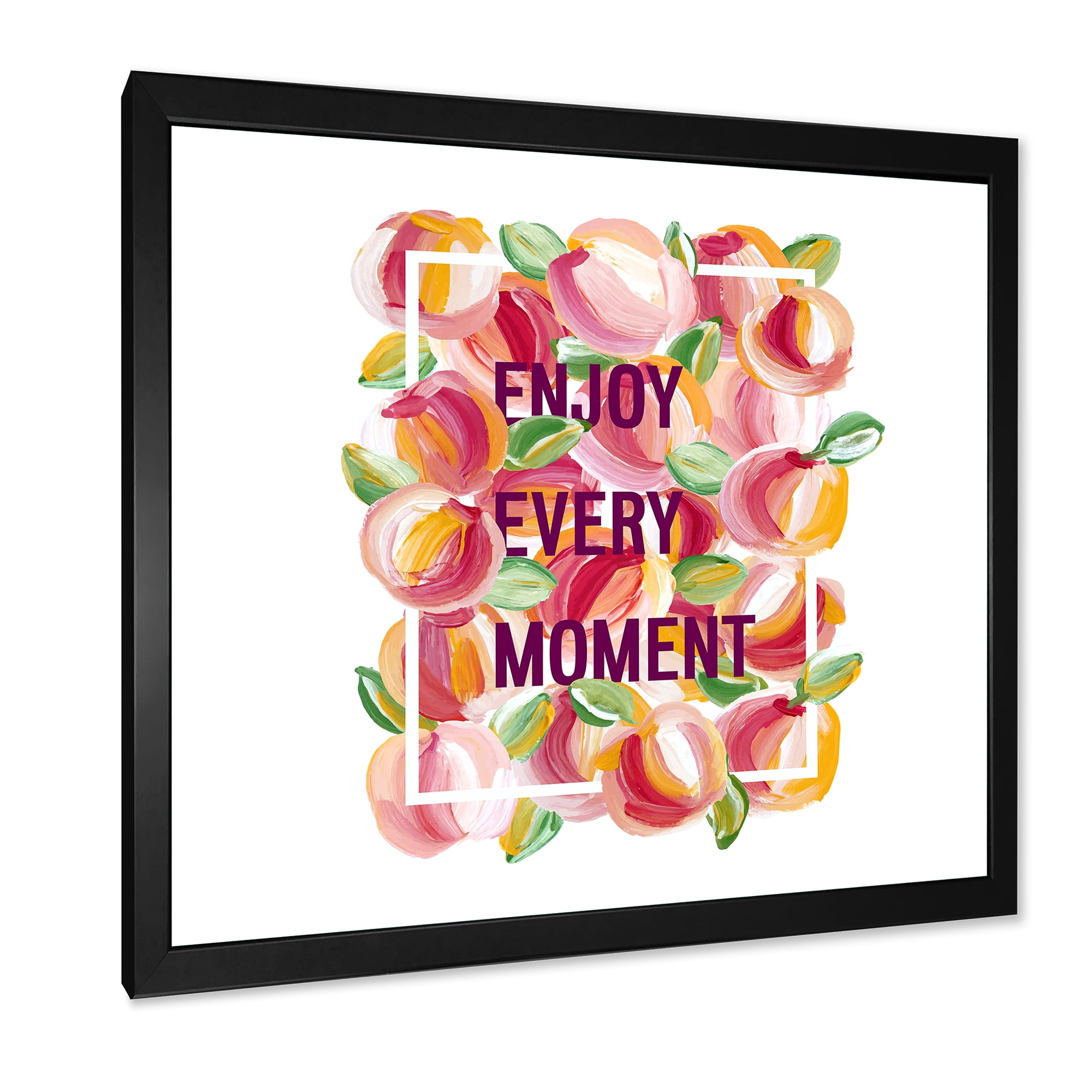 Designart 'Enjoy Every Moment Over Colorful Flowers' Traditional Framed Art Print