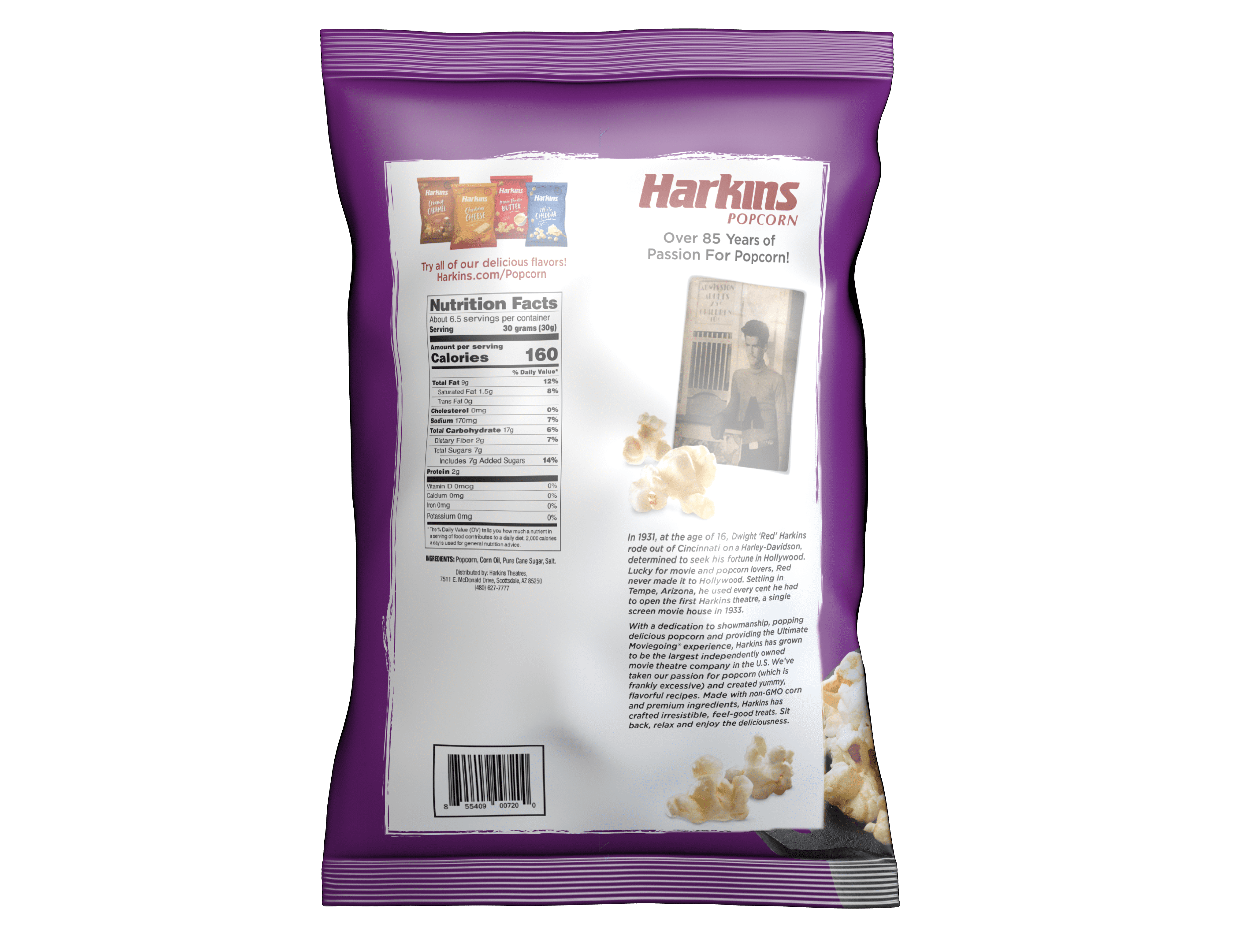 (2 pack) Harkins Kettle Corn Popcorn, 7 oz Bag, Gluten-Free