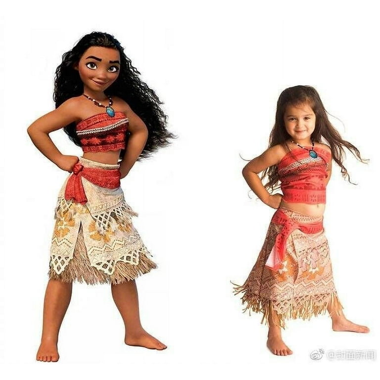 Kakidly Moana Dresses Girls Kids Clothes Cosplay Vaiana Princess Dress Necklace Children Carnival Party Summer Costume Set Walmart