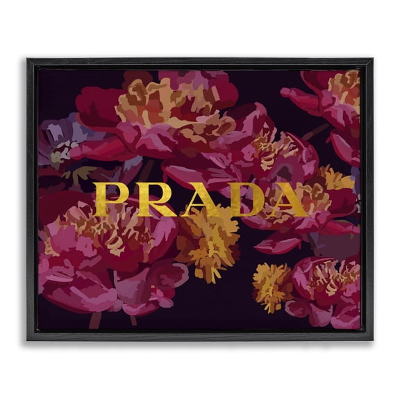 Stupell Industries Bohemian Glam Peonies Pattern Black Floating Frame Canvas Art, 21 x 17, by Amelia Noyes