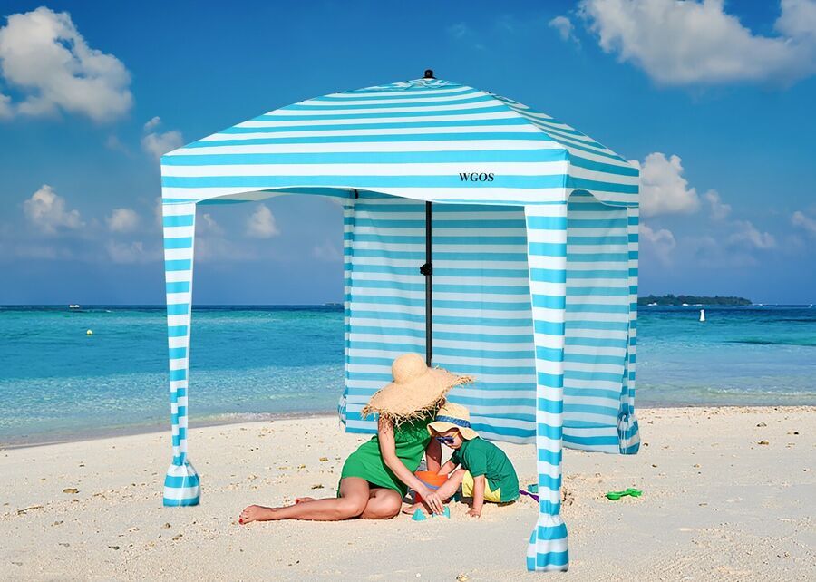6'x6' Beach Umbrella Canopy Cabana Flank Detachable Cover Large Space