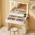thumbnail image 2 of Zimtown Vanity with Mirror and Light, Makeup Desk  with Charging Station and Storage, Dressing Table with Hair Dryer Rack for Bedroom, White, 2 of 10