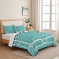 thumbnail image 7 of Quilts Twin Size, Turquoise Botanical Soft Comforter Bedding Set for Bed, Vintage Florals Geometric Minimalist Lightweight Quilted Bedspread with Pillow Cover(2 Pieces) for All Season, 68x86 Inch, 7 of 7