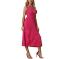 thumbnail image 4 of INSPIRE CHIC Women's Midi Summer Pleated Dress One Shoulder Sleeveless Cinched Waist Party Cocktail Dresses Hot Pink L, 4 of 6