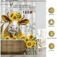 thumbnail image 6 of Extra Long Shower Curtain  Farmhouse Funny Cute Cow Sunflower Rustic Wooden Country Fabric Cloth Shower Curtain Set with 12 Hooks for Bathroom Decor Accessories Bathtub Curtain, 72"x84", 6 of 12