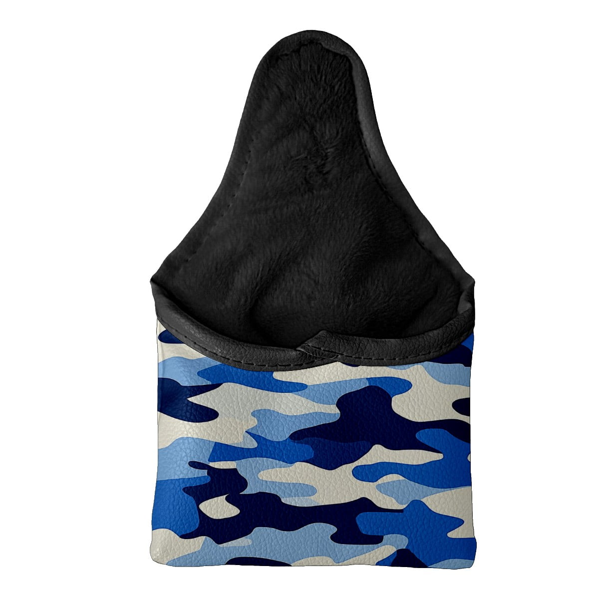 Golf Mallet Putter Cover Premium Leather Waterproof Golf Putter Head Cover with Magnetic Closure Blue White Camouflage Pattern