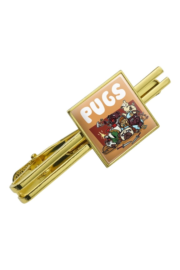 PUGS Games RPG Pickup Groups LFG Rogue Wizard Warrior Ranger 2 Square Tie Bar Clip Clasp Tack- Silver or Gold